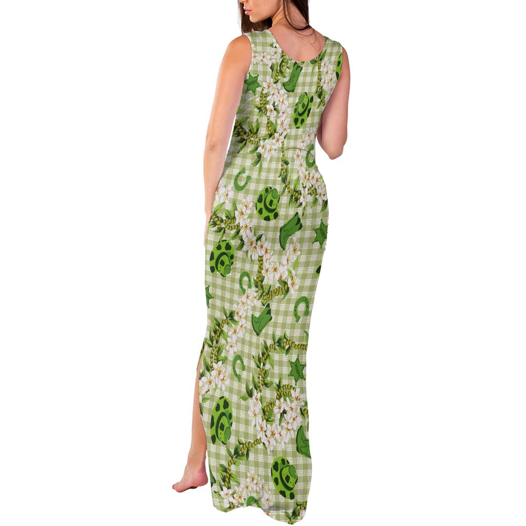 Mokihana Maile Ilima Leis Paniolo Palaka Tank Maxi Dress Hawaiian Omaomo Ala Spirit - Polynesian Pride