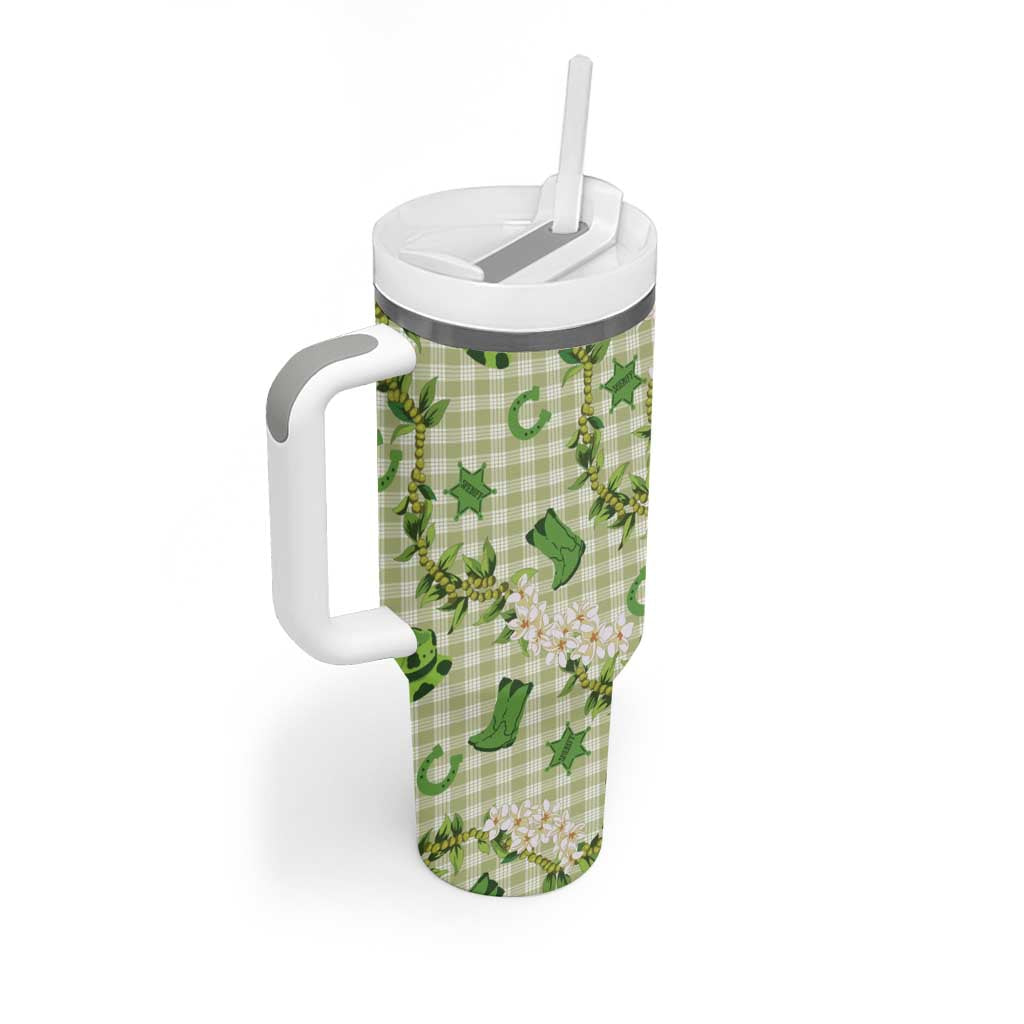 Mokihana Maile Ilima Leis Paniolo Palaka Tumbler With Handle Hawaiian Omaomo Ala Spirit - Polynesian Pride