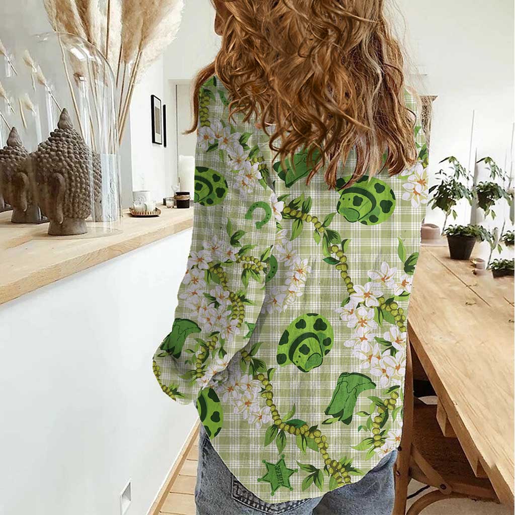 Mokihana Maile Ilima Leis Paniolo Palaka Women Casual Shirt Hawaiian Omaomo Ala Spirit LT9 - Polynesian Pride