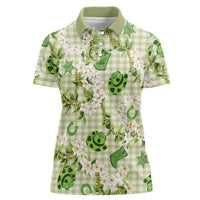 Mokihana Maile Ilima Leis Paniolo Palaka Women Polo Shirt Hawaiian Omaomo Ala Spirit LT9 Female Green - Polynesian Pride