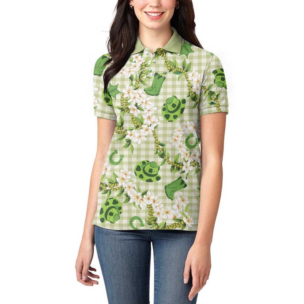 Mokihana Maile Ilima Leis Paniolo Palaka Women Polo Shirt Hawaiian Omaomo Ala Spirit LT9 - Polynesian Pride