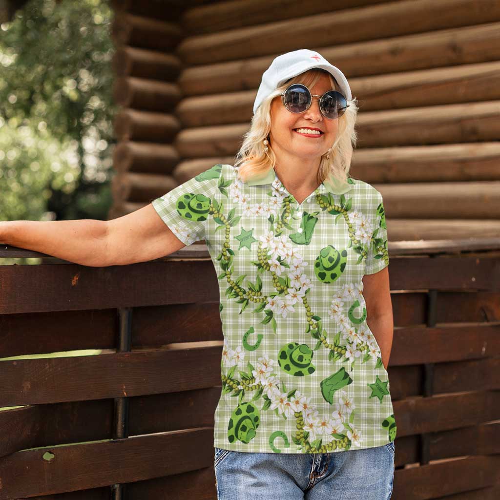 Mokihana Maile Ilima Leis Paniolo Palaka Women Polo Shirt Hawaiian Omaomo Ala Spirit LT9 - Polynesian Pride
