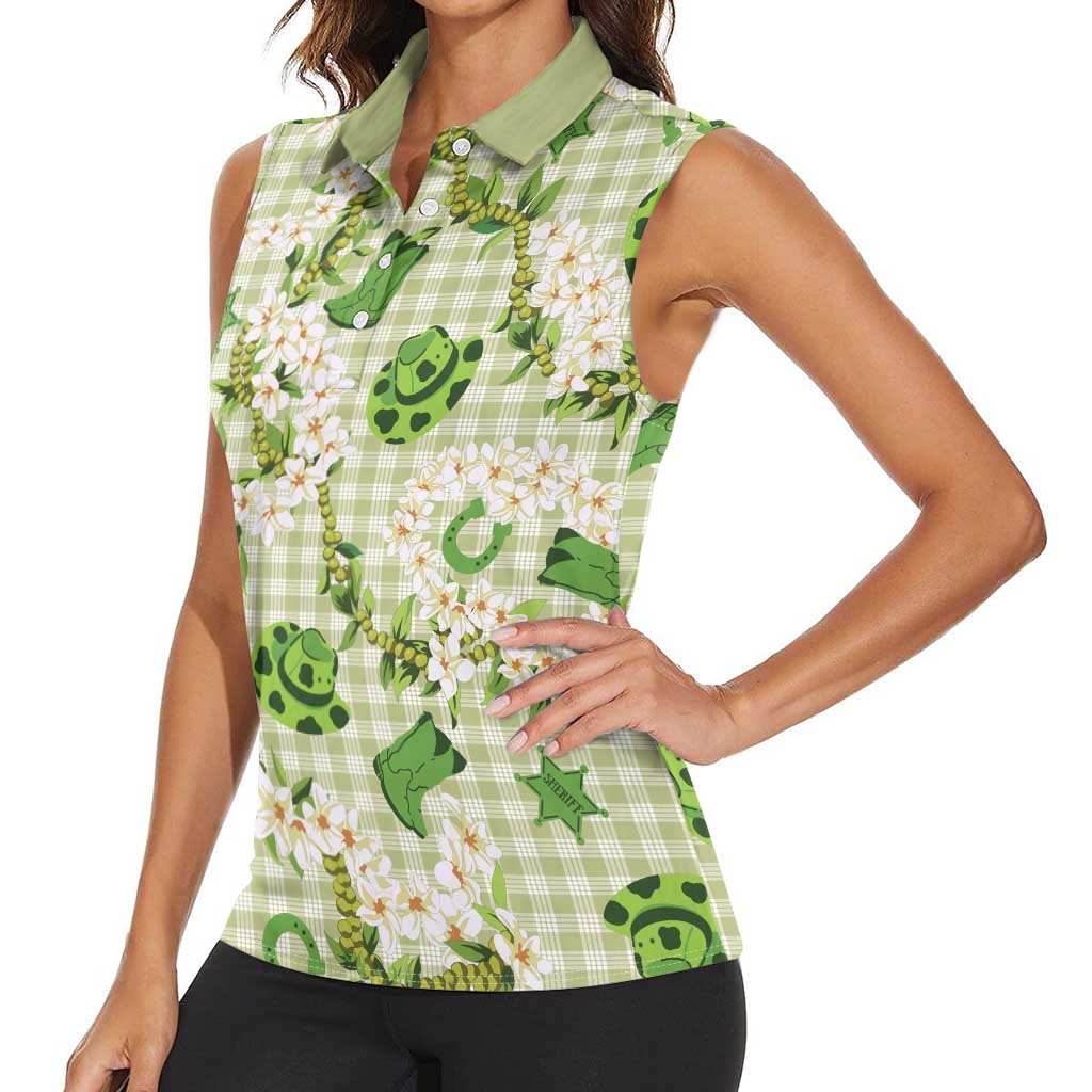 Mokihana Maile Ilima Leis Paniolo Palaka Women Sleeveless Polo Shirt Hawaiian Omaomo Ala Spirit LT9 - Polynesian Pride