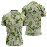 Mokihana Maile Ilima Leis Paniolo Palaka Zipper Polo Shirt Hawaiian Omaomo Ala Spirit - Polynesian Pride