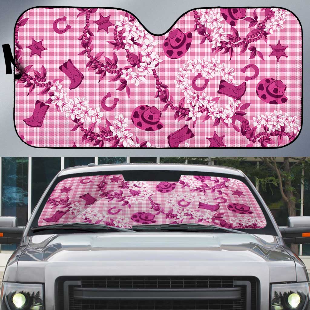 Mokihana Maile Ilima Leis Paniolo Palaka Auto Sun Shade Hawaiian Omaomo Ulaula Spirit - Polynesian Pride