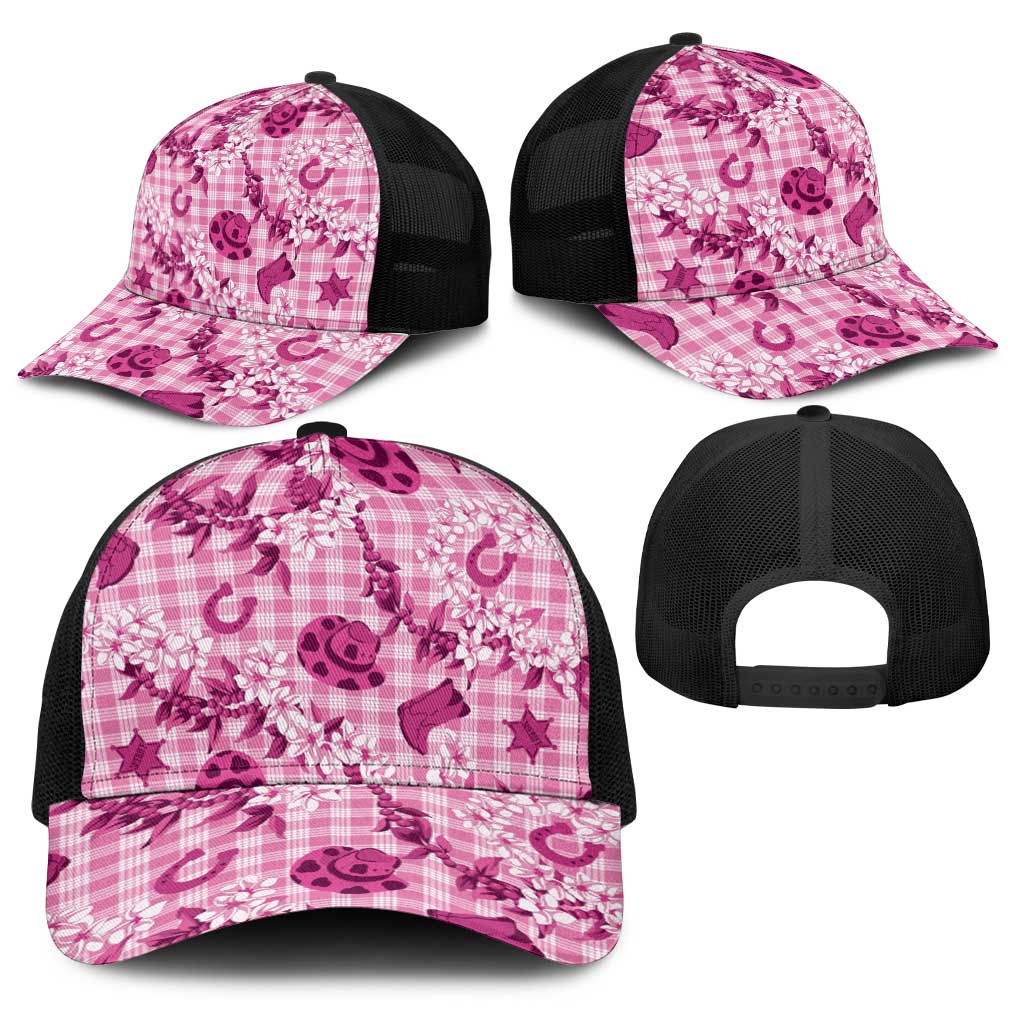 Mokihana Maile Ilima Leis Paniolo Palaka Baseball Net Cap Hawaiian Omaomo Ulaula Spirit - Polynesian Pride