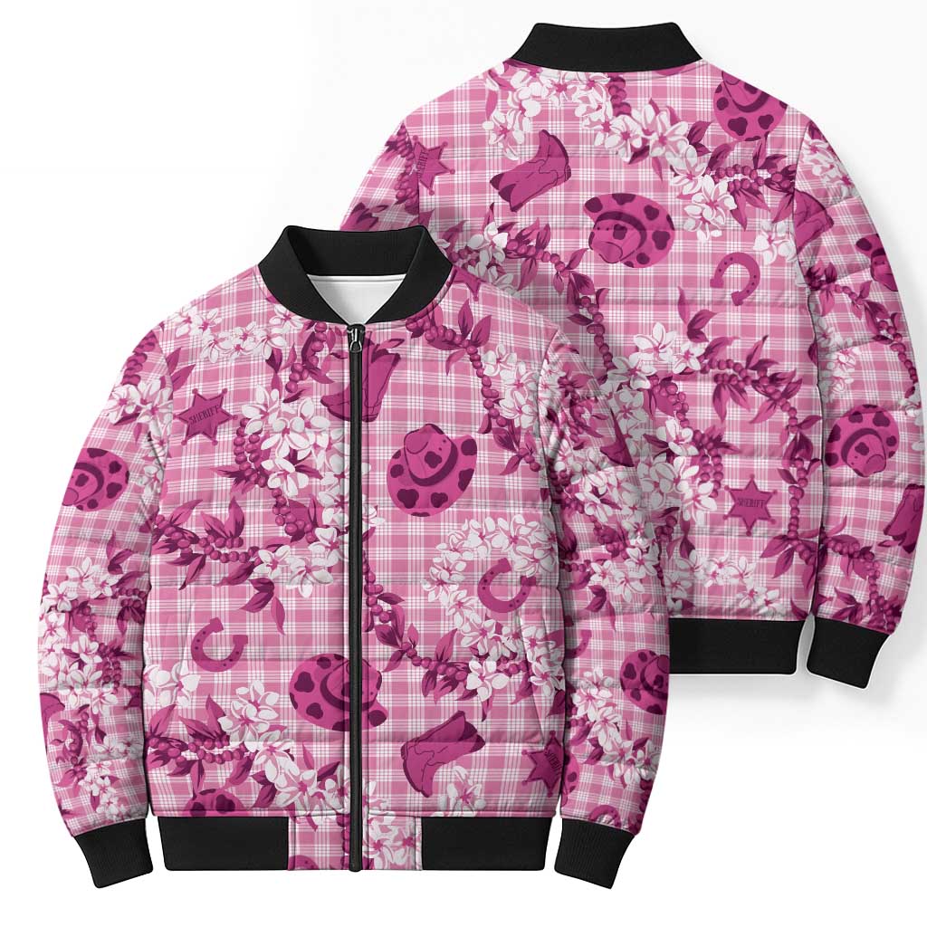 Mokihana Maile Ilima Leis Paniolo Palaka Bomber Puffer Jacket Hawaiian Omaomo Ulaula Spirit - Polynesian Pride