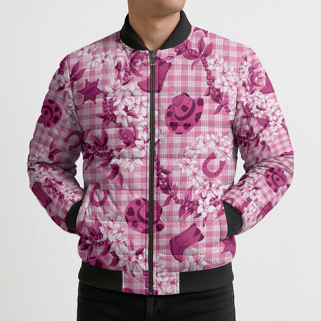 Mokihana Maile Ilima Leis Paniolo Palaka Bomber Puffer Jacket Hawaiian Omaomo Ulaula Spirit - Polynesian Pride