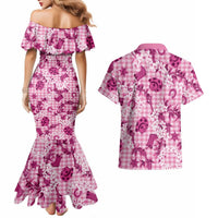 Mokihana Maile Ilima Leis Paniolo Palaka Couples Matching Mermaid Dress and Hawaiian Shirt Hawaiian Omaomo Ulaula Spirit LT9 - Polynesian Pride