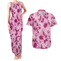 Mokihana Maile Ilima Leis Paniolo Palaka Couples Matching Tank Maxi Dress and Hawaiian Shirt Hawaiian Omaomo Ulaula Spirit LT9 Pink - Polynesian Pride