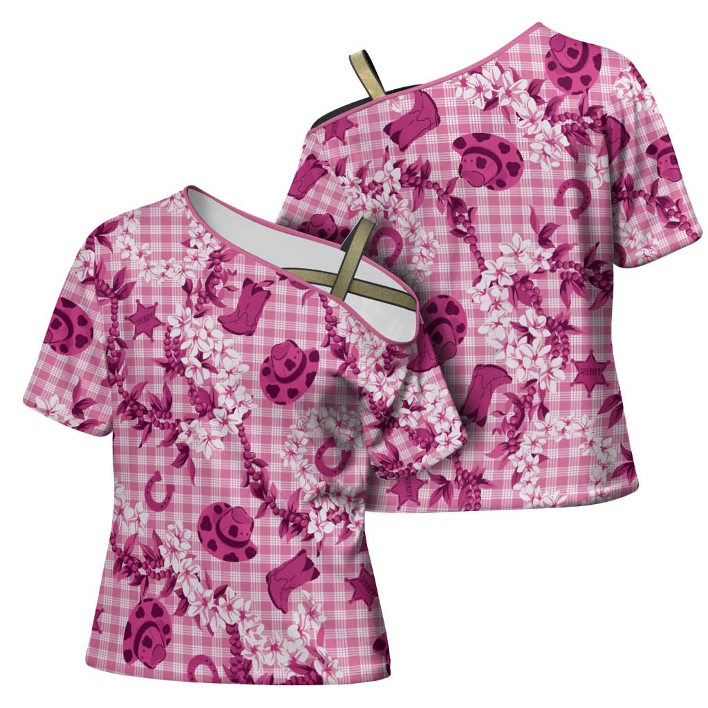Mokihana Maile Ilima Leis Paniolo Palaka Cross Shoulder Shirt Hawaiian Omaomo Ulaula Spirit - Polynesian Pride