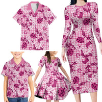 Mokihana Maile Ilima Leis Paniolo Palaka Family Matching Long Sleeve Bodycon Dress and Hawaiian Shirt Hawaiian Omaomo Ulaula Spirit LT9 - Polynesian Pride
