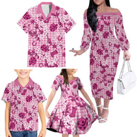 Mokihana Maile Ilima Leis Paniolo Palaka Family Matching Off The Shoulder Long Sleeve Dress and Hawaiian Shirt Hawaiian Omaomo Ulaula Spirit LT9 - Polynesian Pride