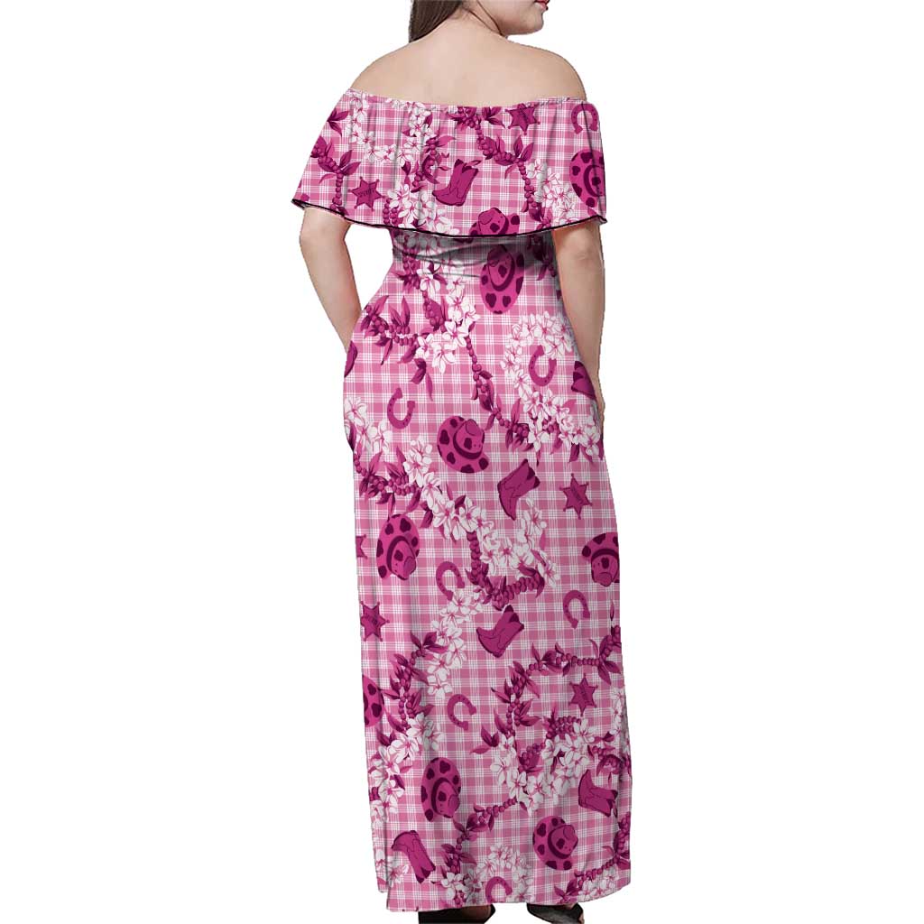 Mokihana Maile Ilima Leis Paniolo Palaka Family Matching Off Shoulder Maxi Dress and Hawaiian Shirt Hawaiian Omaomo Ulaula Spirit LT9 - Polynesian Pride