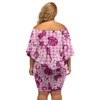 Mokihana Maile Ilima Leis Paniolo Palaka Family Matching Off Shoulder Short Dress and Hawaiian Shirt Hawaiian Omaomo Ulaula Spirit LT9 - Polynesian Pride