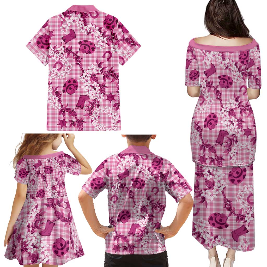 Mokihana Maile Ilima Leis Paniolo Palaka Family Matching Puletasi and Hawaiian Shirt Hawaiian Omaomo Ulaula Spirit LT9 - Polynesian Pride