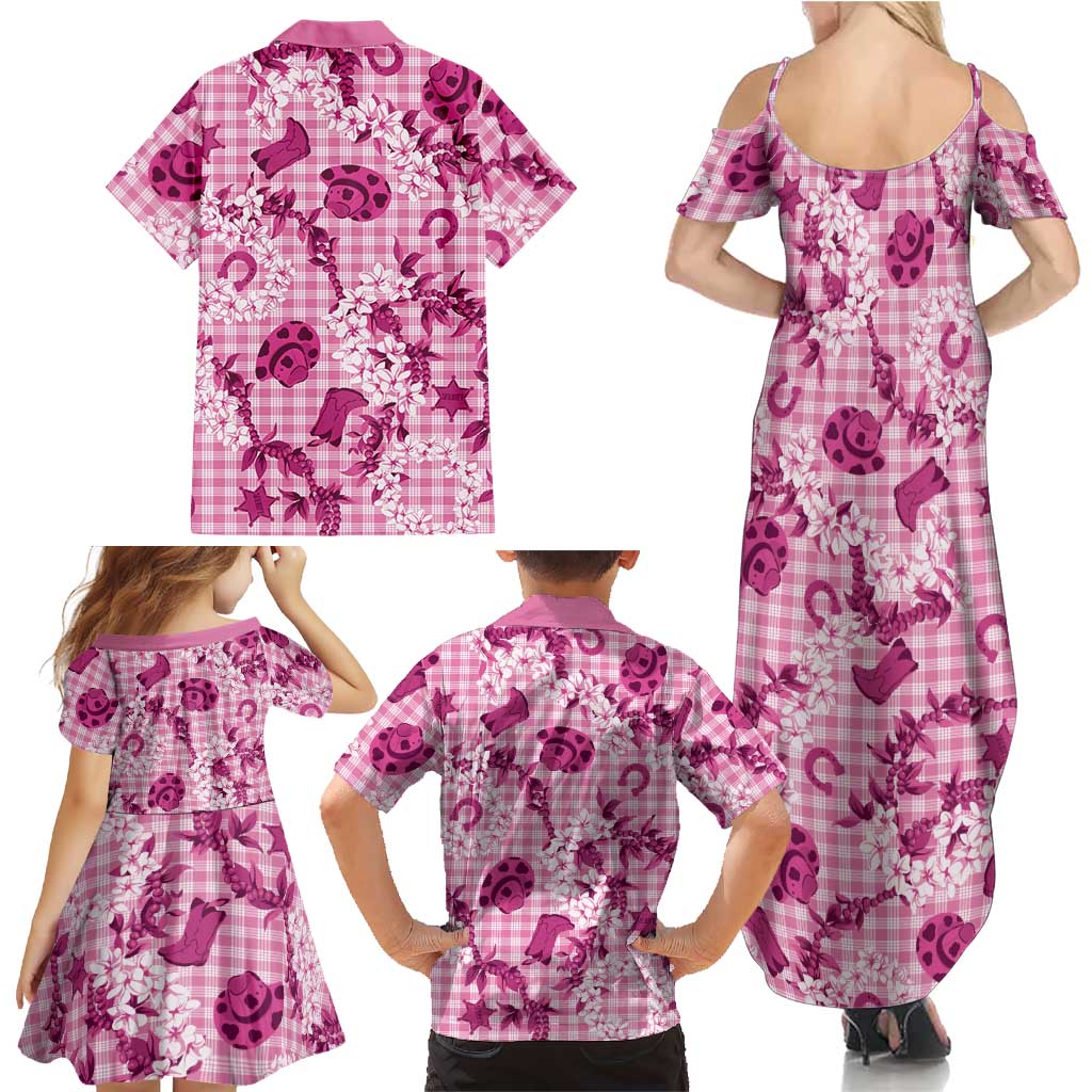 Mokihana Maile Ilima Leis Paniolo Palaka Family Matching Summer Maxi Dress and Hawaiian Shirt Hawaiian Omaomo Ulaula Spirit LT9 - Polynesian Pride