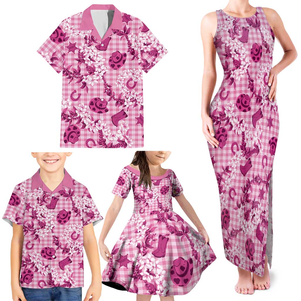 Mokihana Maile Ilima Leis Paniolo Palaka Family Matching Tank Maxi Dress and Hawaiian Shirt Hawaiian Omaomo Ulaula Spirit LT9 - Polynesian Pride