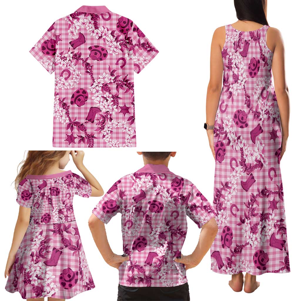 Mokihana Maile Ilima Leis Paniolo Palaka Family Matching Tank Maxi Dress and Hawaiian Shirt Hawaiian Omaomo Ulaula Spirit LT9 - Polynesian Pride