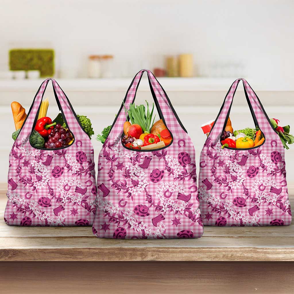 Mokihana Maile Ilima Leis Paniolo Palaka Grocery Bag Hawaiian Omaomo Ulaula Spirit - Polynesian Pride