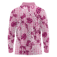 Mokihana Maile Ilima Leis Paniolo Palaka Long Sleeve Polo Shirt Hawaiian Omaomo Ulaula Spirit LT9 - Polynesian Pride