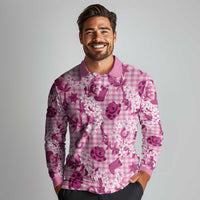 Mokihana Maile Ilima Leis Paniolo Palaka Long Sleeve Polo Shirt Hawaiian Omaomo Ulaula Spirit LT9 - Polynesian Pride
