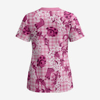 Mokihana Maile Ilima Leis Paniolo Palaka Scrub Top Hawaiian Omaomo Ulaula Spirit - Polynesian Pride