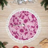 Mokihana Maile Ilima Leis Paniolo Palaka Tree Skirt Hawaiian Omaomo Ulaula Spirit LT9 Fringed Pink - Polynesian Pride