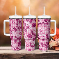 Mokihana Maile Ilima Leis Paniolo Palaka Tumbler With Handle Hawaiian Omaomo Ulaula Spirit - Polynesian Pride