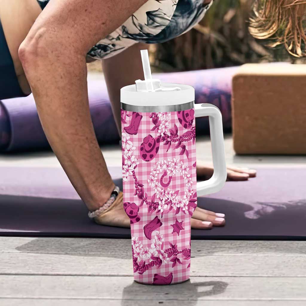 Mokihana Maile Ilima Leis Paniolo Palaka Tumbler With Handle Hawaiian Omaomo Ulaula Spirit - Polynesian Pride