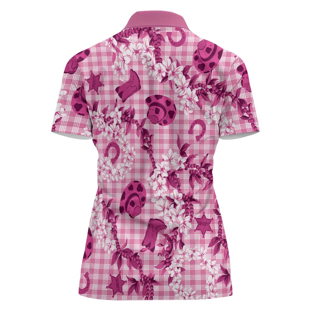 Mokihana Maile Ilima Leis Paniolo Palaka Women Polo Shirt Hawaiian Omaomo Ulaula Spirit LT9 - Polynesian Pride