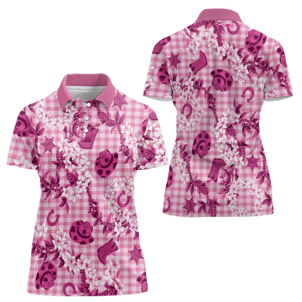 Mokihana Maile Ilima Leis Paniolo Palaka Women Polo Shirt Hawaiian Omaomo Ulaula Spirit LT9 - Polynesian Pride