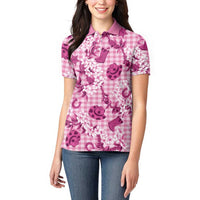 Mokihana Maile Ilima Leis Paniolo Palaka Women Polo Shirt Hawaiian Omaomo Ulaula Spirit LT9 - Polynesian Pride