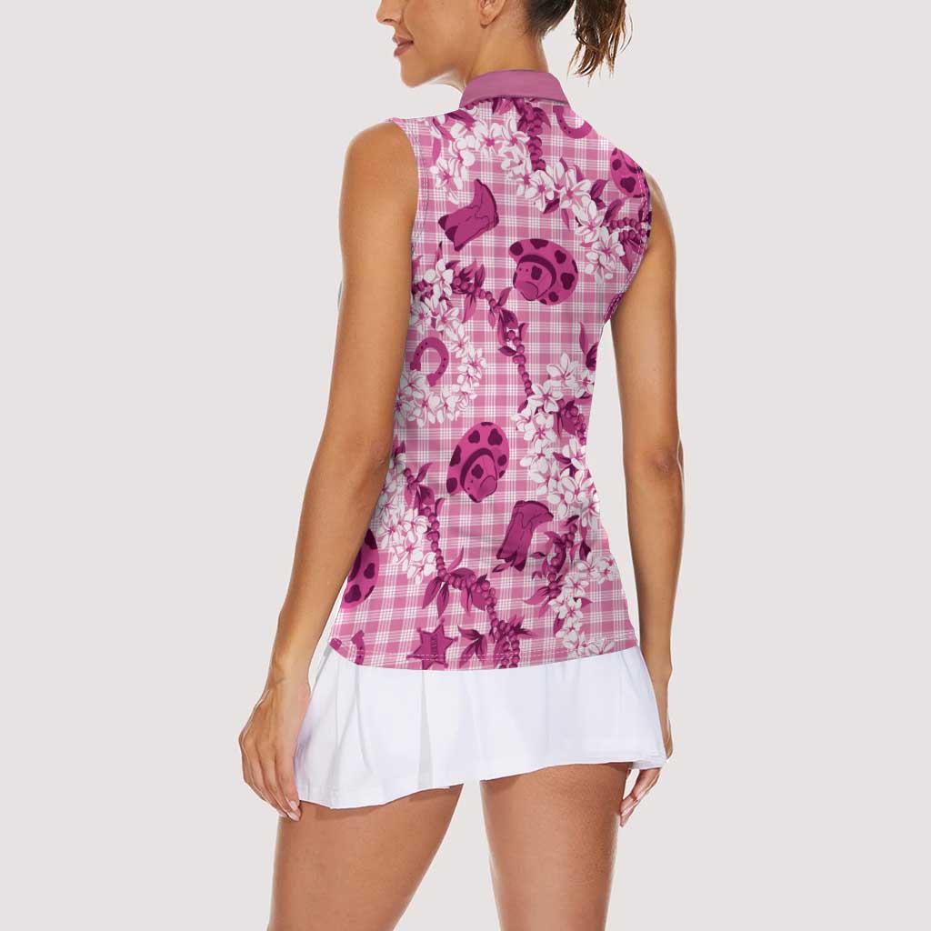 Mokihana Maile Ilima Leis Paniolo Palaka Women Sleeveless Polo Shirt Hawaiian Omaomo Ulaula Spirit LT9 - Polynesian Pride