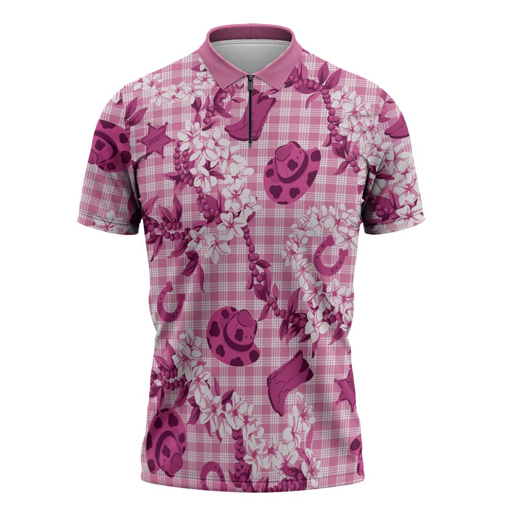 Mokihana Maile Ilima Leis Paniolo Palaka Zipper Polo Shirt Hawaiian Omaomo Ulaula Spirit - Polynesian Pride