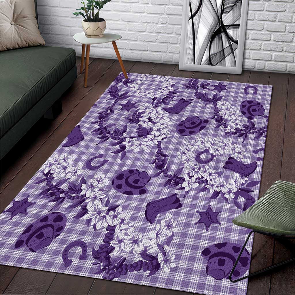 Mokihana Maile Ilima Leis Paniolo Palaka Area Rug Hawaiian Poni Spirit LT9 Purple - Polynesian Pride