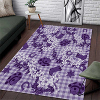 Mokihana Maile Ilima Leis Paniolo Palaka Area Rug Hawaiian Poni Spirit LT9 Purple - Polynesian Pride
