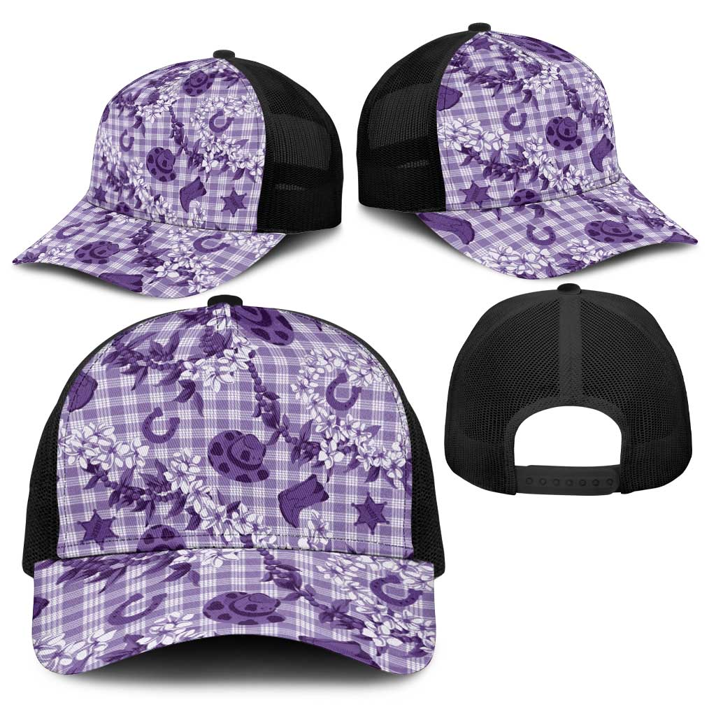 Mokihana Maile Ilima Leis Paniolo Palaka Baseball Net Cap Hawaiian Poni Spirit - Polynesian Pride