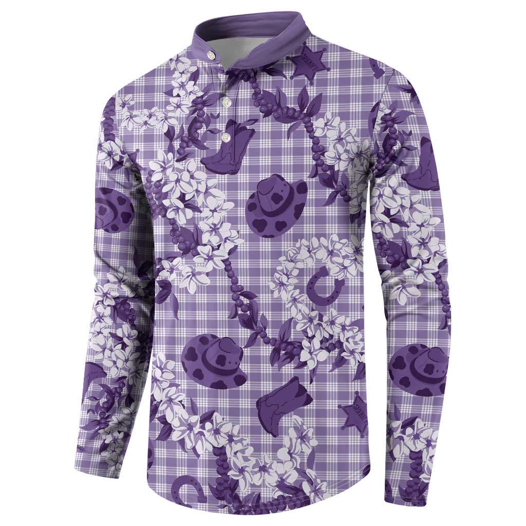 Mokihana Maile Ilima Leis Paniolo Palaka Button Sweatshirt Hawaiian Poni Spirit LT9 - Polynesian Pride