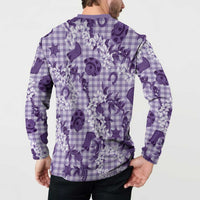 Mokihana Maile Ilima Leis Paniolo Palaka Button Sweatshirt Hawaiian Poni Spirit LT9 - Polynesian Pride
