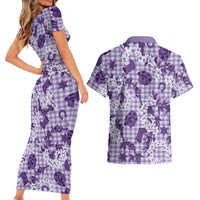 Mokihana Maile Ilima Leis Paniolo Palaka Couples Matching Short Sleeve Bodycon Dress and Hawaiian Shirt Hawaiian Poni Spirit LT9 - Polynesian Pride