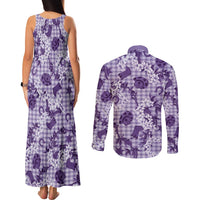 Mokihana Maile Ilima Leis Paniolo Palaka Couples Matching Tank Maxi Dress and Long Sleeve Button Shirt Hawaiian Poni Spirit LT9 - Polynesian Pride