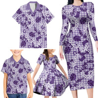 Mokihana Maile Ilima Leis Paniolo Palaka Family Matching Long Sleeve Bodycon Dress and Hawaiian Shirt Hawaiian Poni Spirit LT9 - Polynesian Pride
