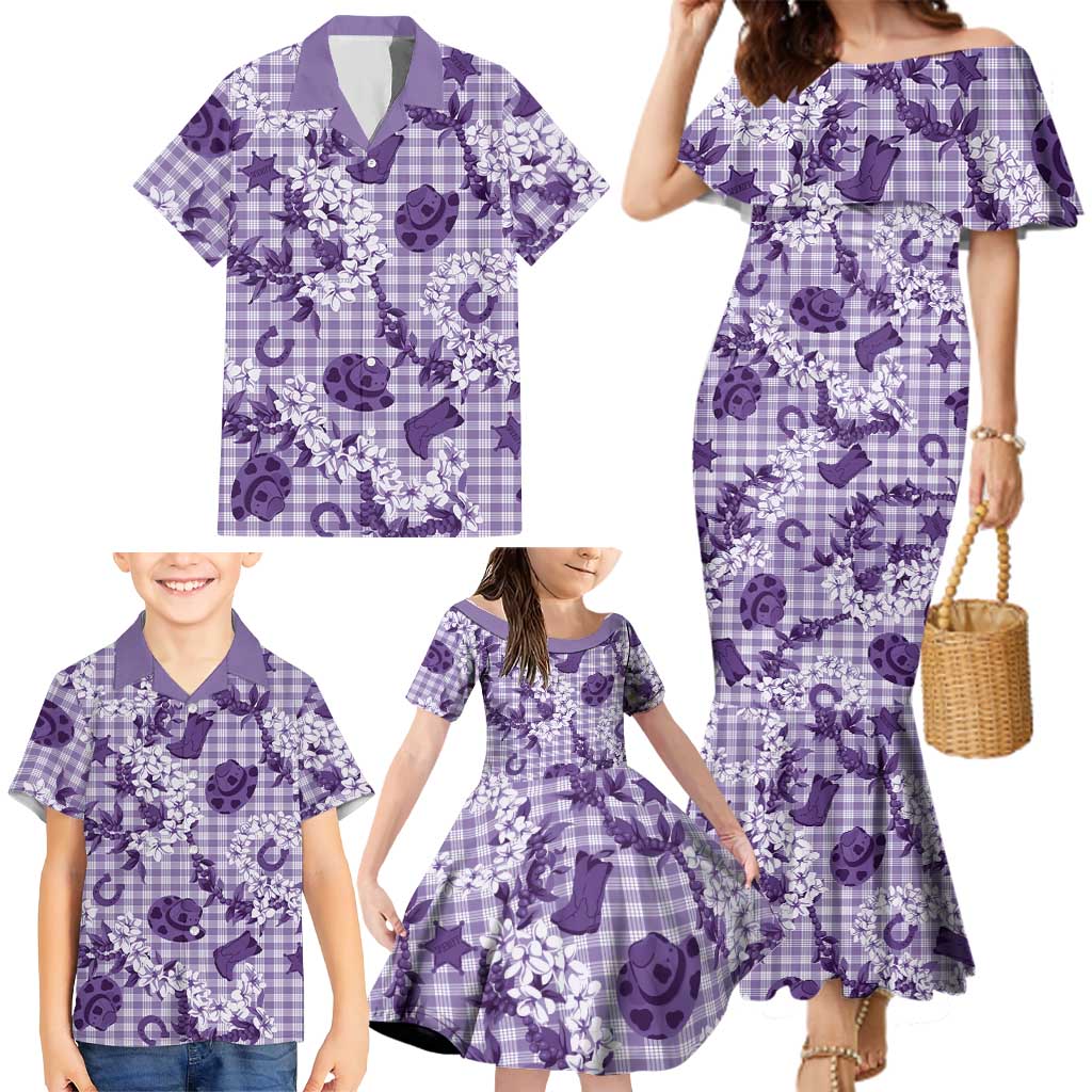 Mokihana Maile Ilima Leis Paniolo Palaka Family Matching Mermaid Dress and Hawaiian Shirt Hawaiian Poni Spirit LT9 - Polynesian Pride