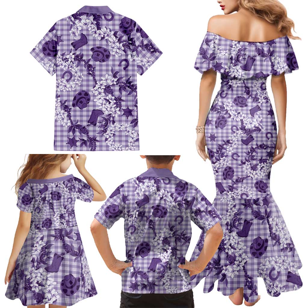 Mokihana Maile Ilima Leis Paniolo Palaka Family Matching Mermaid Dress and Hawaiian Shirt Hawaiian Poni Spirit LT9 - Polynesian Pride