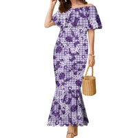 Mokihana Maile Ilima Leis Paniolo Palaka Family Matching Mermaid Dress and Hawaiian Shirt Hawaiian Poni Spirit LT9 Purple - Polynesian Pride