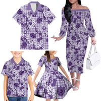 Mokihana Maile Ilima Leis Paniolo Palaka Family Matching Off The Shoulder Long Sleeve Dress and Hawaiian Shirt Hawaiian Poni Spirit LT9 - Polynesian Pride