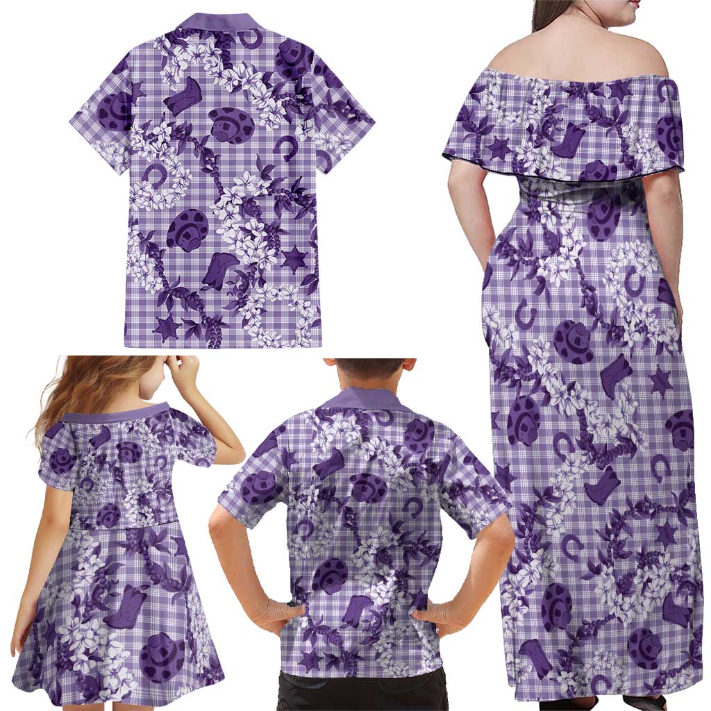Mokihana Maile Ilima Leis Paniolo Palaka Family Matching Off Shoulder Maxi Dress and Hawaiian Shirt Hawaiian Poni Spirit LT9 - Polynesian Pride