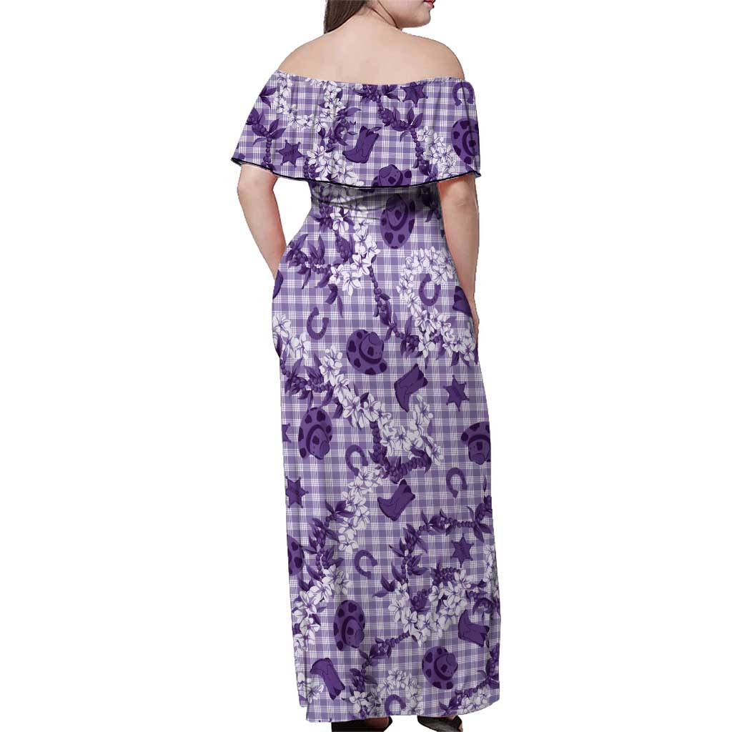 Mokihana Maile Ilima Leis Paniolo Palaka Family Matching Off Shoulder Maxi Dress and Hawaiian Shirt Hawaiian Poni Spirit LT9 - Polynesian Pride