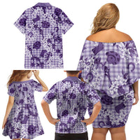 Mokihana Maile Ilima Leis Paniolo Palaka Family Matching Off Shoulder Short Dress and Hawaiian Shirt Hawaiian Poni Spirit LT9 - Polynesian Pride